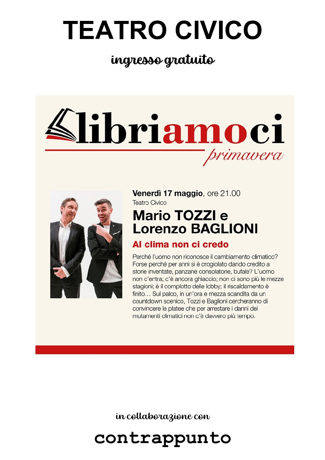 Mario TOZZI e Lorenzo Baglioni Vi aspettano al Teatro Civico
